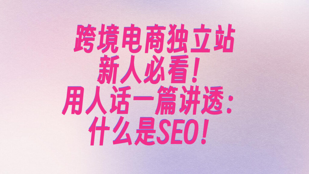 新人必看：用人话讲清楚，什么是跨境电商独立站SEO，纯萌新都看的懂！SEO新人宝典（5）